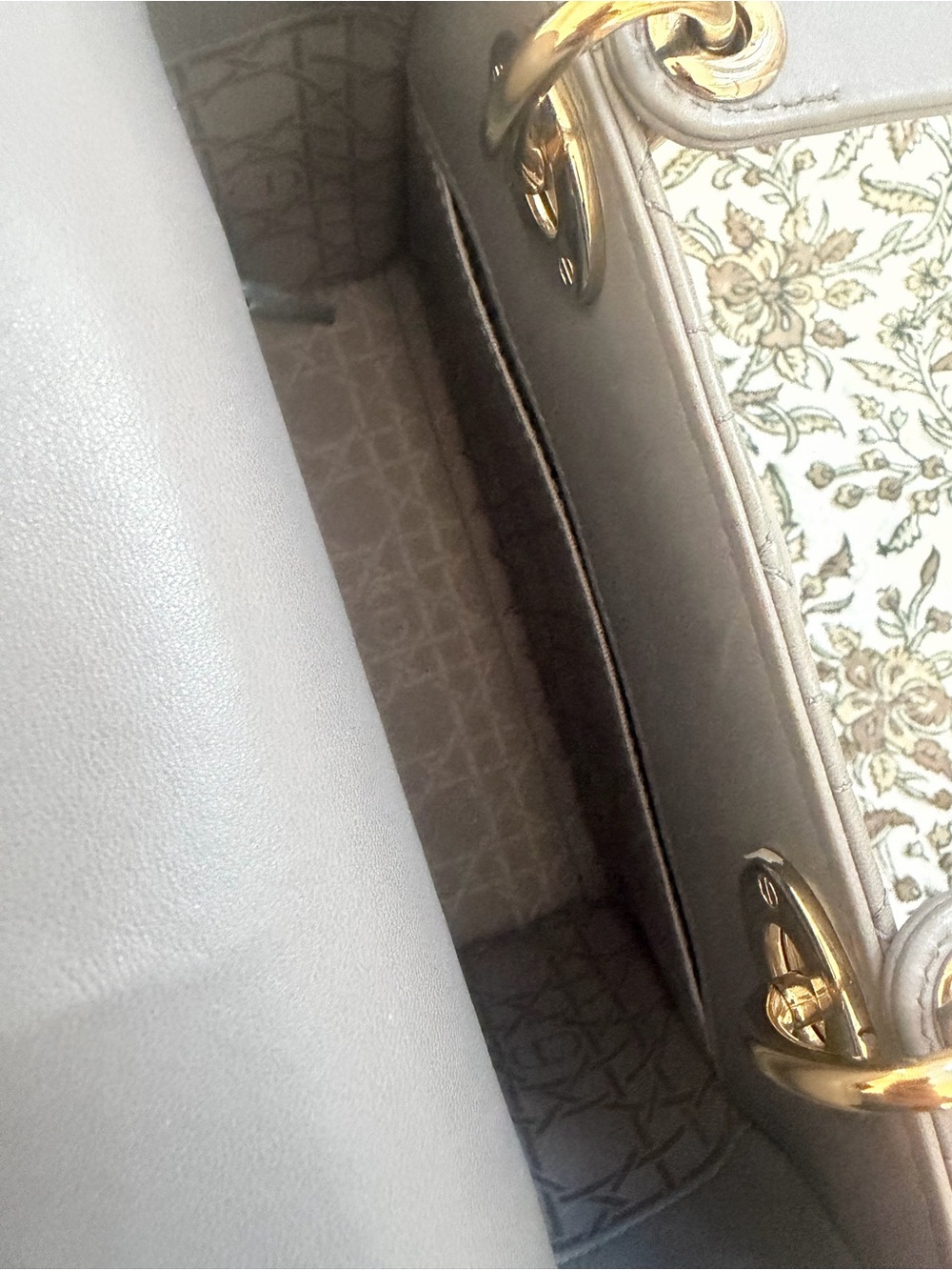 Dior small Lady Dior Tote - Taupe Gray with Gold Hardware - Picture 10 of 14